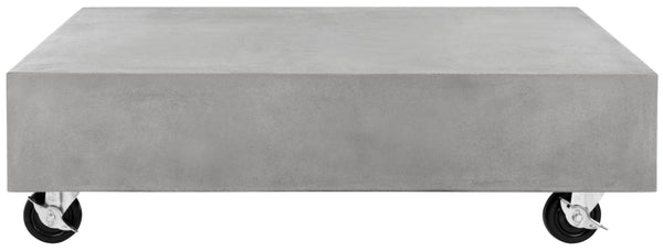 Safavieh GARGON Modern Concrete Coffee Table with Casters – Stylish Dark Grey Design for Indoor & Outdoor Use VNN1023A