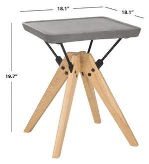 Safavieh MARCIO Modern Concrete 19.69-Inch Side Table in Dark Grey – Stylish Indoor/Outdoor Accent Piece VNN1024A