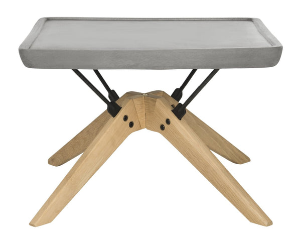 Safavieh DELARTIN Sleek Indoor/Outdoor Coffee Table - Modern Dark Grey Concrete & Oak Finish Design, 14.6" H VNN1025A