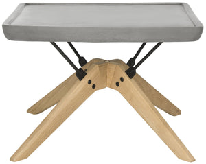 Safavieh DELARTIN Sleek Indoor/Outdoor Coffee Table - Modern Dark Grey Concrete & Oak Finish Design, 14.6" H VNN1025A