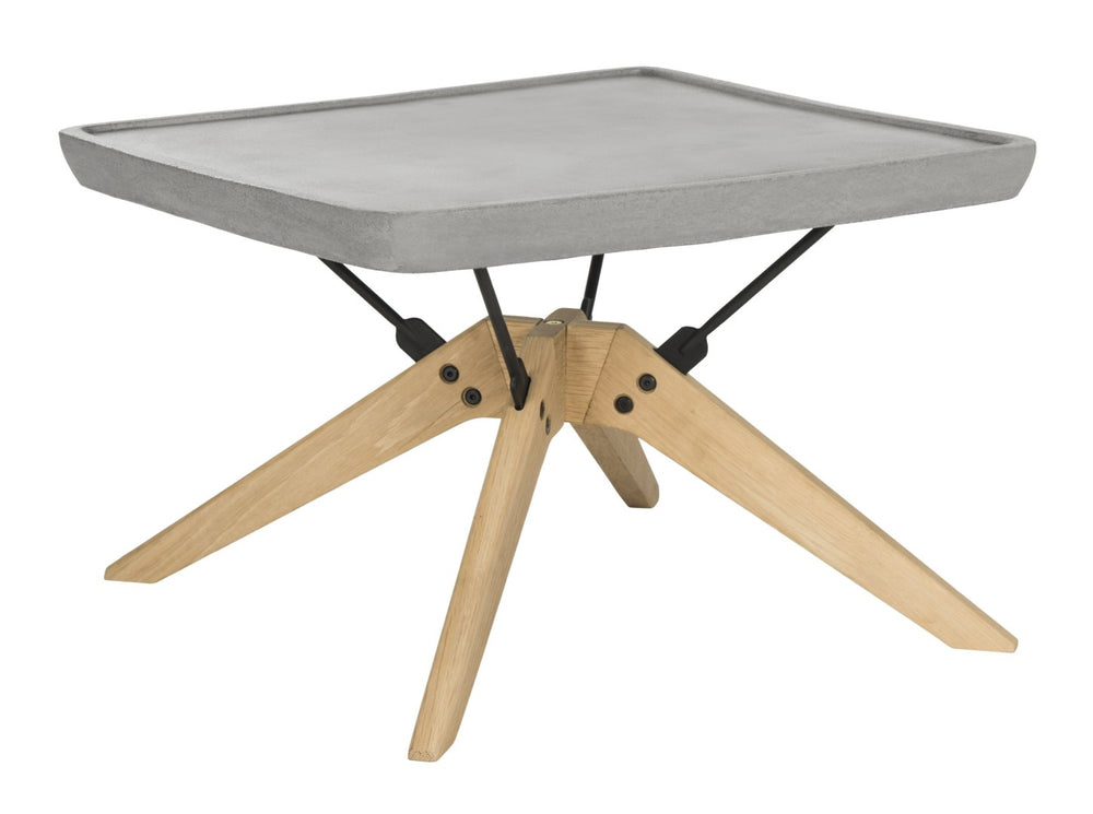 Safavieh DELARTIN Sleek Indoor/Outdoor Coffee Table - Modern Dark Grey Concrete & Oak Finish Design, 14.6" H VNN1025A