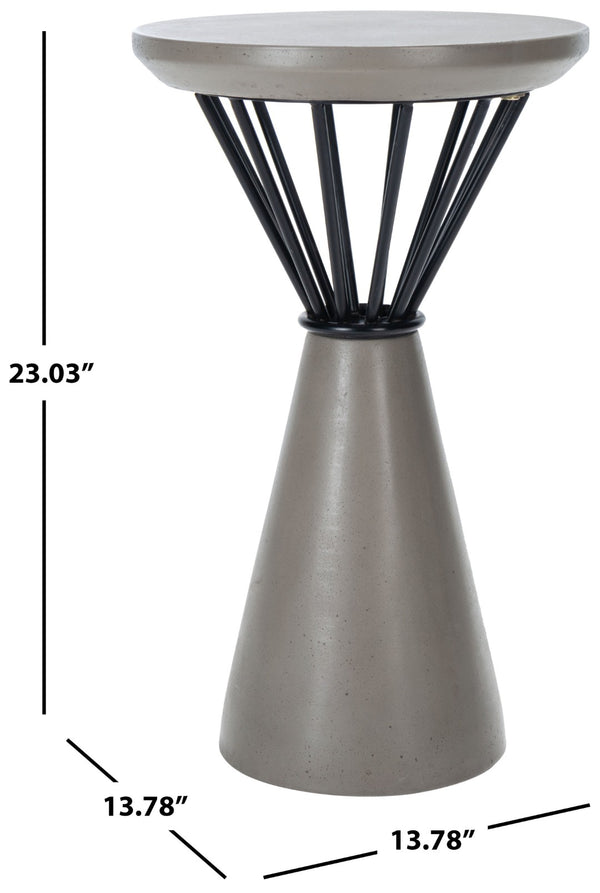 Safavieh AKIKO Concrete Accent Table - Tiki-Inspired Dark Grey Hourglass Design for Outdoor Spaces VNN1028A