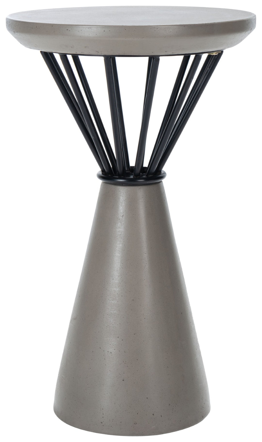 Safavieh AKIKO Concrete Accent Table - Tiki-Inspired Dark Grey Hourglass Design for Outdoor Spaces VNN1028A