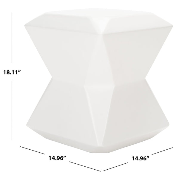 Safavieh CONAN Concrete Accent Stool – Modern Hourglass Design for Outdoor Elegance and Versatile Use Ivory VNN1030B