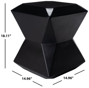 Safavieh CONAN Concrete Accent Stool – Modern Hourglass Design for Outdoor Elegance and Versatile Use Black VNN1030C