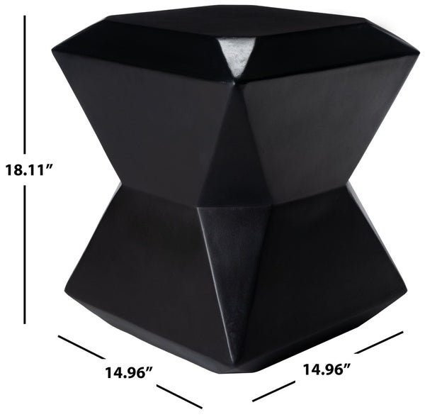 Safavieh CONAN Concrete Accent Stool – Modern Hourglass Design for Outdoor Elegance and Versatile Use Black VNN1030C