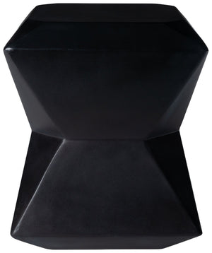 Safavieh CONAN Concrete Accent Stool – Modern Hourglass Design for Outdoor Elegance and Versatile Use Black VNN1030C