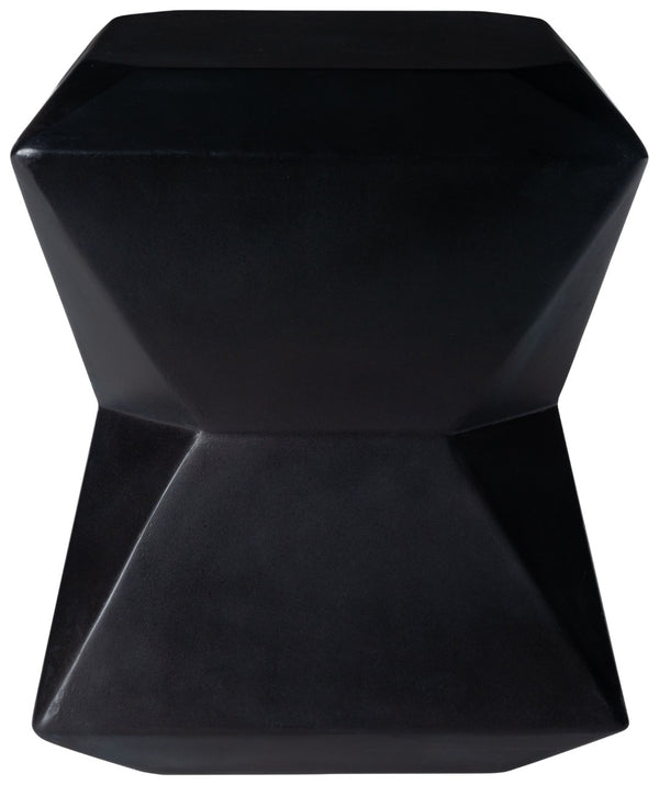 Safavieh CONAN Concrete Accent Stool – Modern Hourglass Design for Outdoor Elegance and Versatile Use Black VNN1030C
