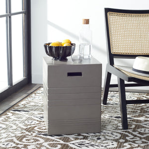 Safavieh DEIDARA Concrete Accent Stool - Sculptural Design for Modern Indoor & Outdoor Living Spaces Dark Grey VNN1031A