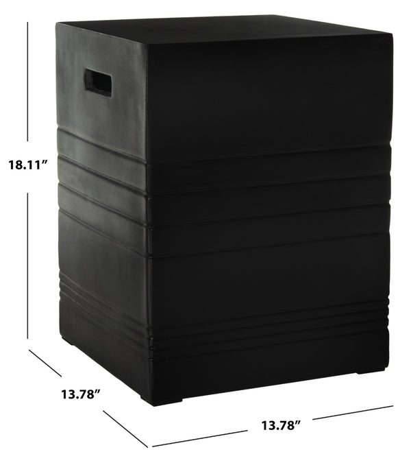 Safavieh DEIDARA Concrete Accent Stool - Sculptural Design for Modern Indoor & Outdoor Living Spaces Black VNN1031C