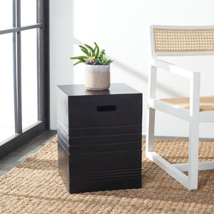 Safavieh DEIDARA Concrete Accent Stool - Sculptural Design for Modern Indoor & Outdoor Living Spaces Black VNN1031C
