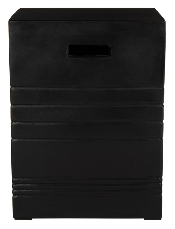 Safavieh DEIDARA Concrete Accent Stool - Sculptural Design for Modern Indoor & Outdoor Living Spaces Black VNN1031C