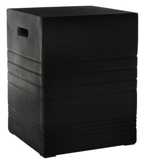 Safavieh DEIDARA Concrete Accent Stool - Sculptural Design for Modern Indoor & Outdoor Living Spaces Black VNN1031C