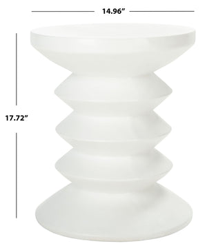 Safavieh BENAYA Concrete Accent Stool - Sculptural Style for Modern Outdoor Spaces, Versatile Seating & Decor Ivory VNN1032B