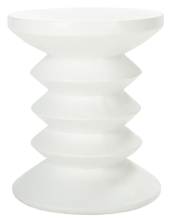 Safavieh BENAYA Concrete Accent Stool - Sculptural Style for Modern Outdoor Spaces, Versatile Seating & Decor Ivory VNN1032B