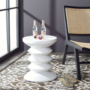 Safavieh BENAYA Concrete Accent Stool - Sculptural Style for Modern Outdoor Spaces, Versatile Seating & Decor Ivory VNN1032B