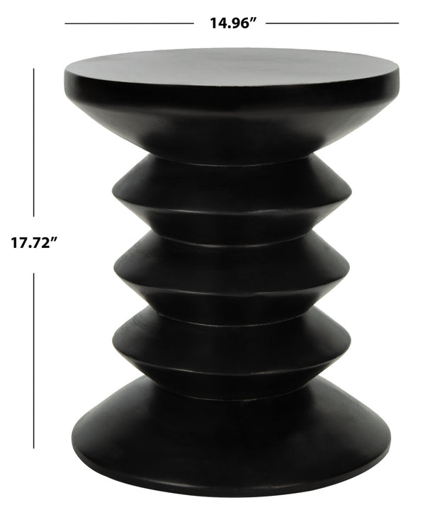Safavieh BENAYA Concrete Accent Stool - Sculptural Style for Modern Outdoor Spaces, Versatile Seating & Decor Black VNN1032C