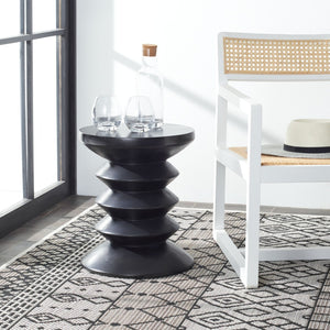 Safavieh BENAYA Concrete Accent Stool - Sculptural Style for Modern Outdoor Spaces, Versatile Seating & Decor Black VNN1032C
