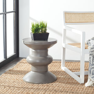 Safavieh JIRAIYA Concrete Accent Stool - Sculptural Outdoor Seating with Modern Minimalist Design & Durability Dark Grey VNN1033A