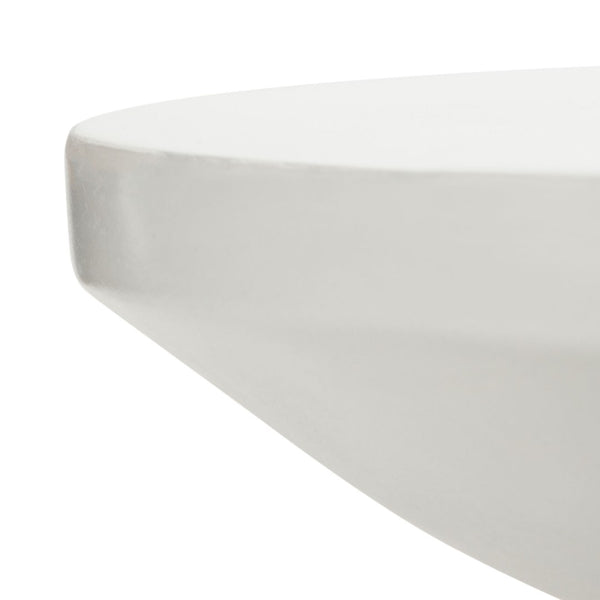 Safavieh JIRAIYA Concrete Accent Stool - Sculptural Outdoor Seating with Modern Minimalist Design & Durability Ivory VNN1033B