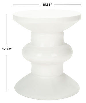 Safavieh JIRAIYA Concrete Accent Stool - Sculptural Outdoor Seating with Modern Minimalist Design & Durability Ivory VNN1033B