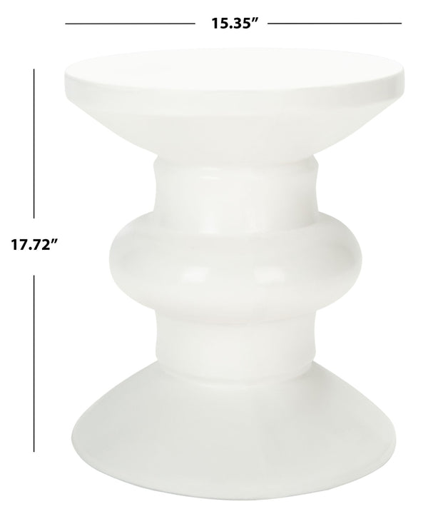 Safavieh JIRAIYA Concrete Accent Stool - Sculptural Outdoor Seating with Modern Minimalist Design & Durability Ivory VNN1033B
