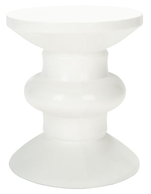 Safavieh JIRAIYA Concrete Accent Stool - Sculptural Outdoor Seating with Modern Minimalist Design & Durability Ivory VNN1033B