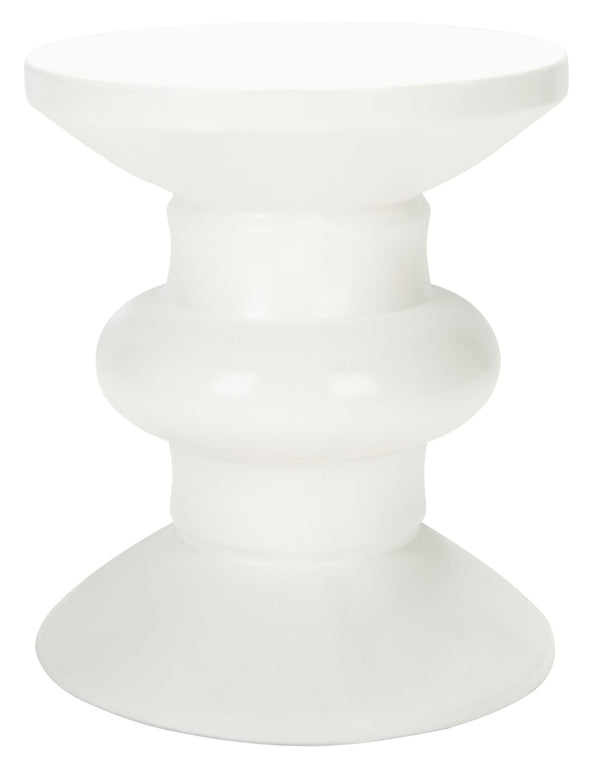 Safavieh JIRAIYA Concrete Accent Stool - Sculptural Outdoor Seating with Modern Minimalist Design & Durability Ivory VNN1033B