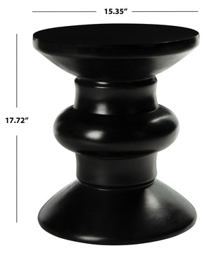 Safavieh JIRAIYA Concrete Accent Stool - Sculptural Outdoor Seating with Modern Minimalist Design & Durability Black VNN1033C