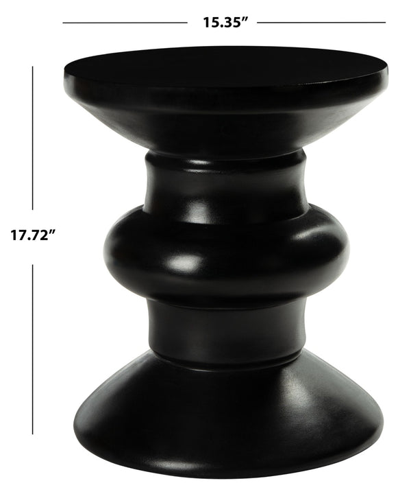 Safavieh JIRAIYA Concrete Accent Stool - Sculptural Outdoor Seating with Modern Minimalist Design & Durability Black VNN1033C