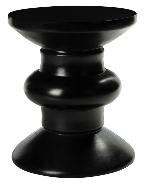 Safavieh JIRAIYA Concrete Accent Stool - Sculptural Outdoor Seating with Modern Minimalist Design & Durability Black VNN1033C
