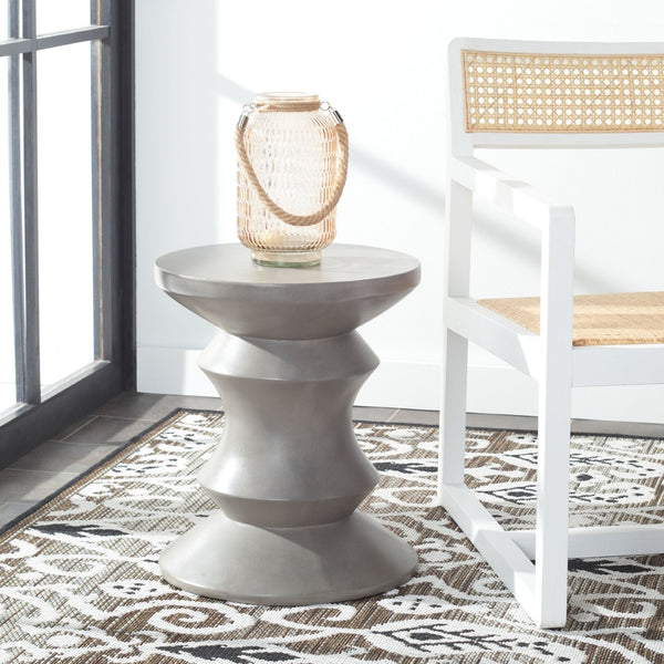 Safavieh KATARA Concrete Accent Stool – Stylish Hourglass Design for Outdoor Seating and Decorative Use Dark Grey VNN1034A