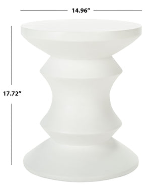 Safavieh KATARA Concrete Accent Stool – Stylish Hourglass Design for Outdoor Seating and Decorative Use Ivory VNN1034B