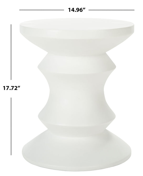 Safavieh KATARA Concrete Accent Stool – Stylish Hourglass Design for Outdoor Seating and Decorative Use Ivory VNN1034B
