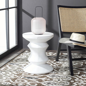 Safavieh KATARA Concrete Accent Stool – Stylish Hourglass Design for Outdoor Seating and Decorative Use Ivory VNN1034B