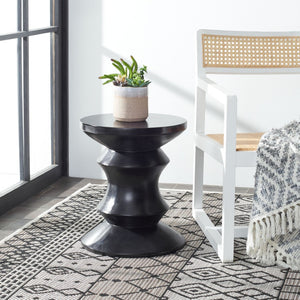 Safavieh KATARA Concrete Accent Stool – Stylish Hourglass Design for Outdoor Seating and Decorative Use Black VNN1034C