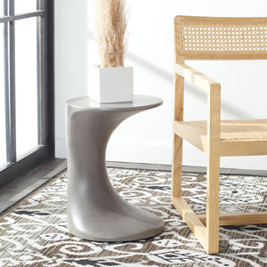 Safavieh KAVITA Concrete Accent Stool - Stylish Dark Grey Outdoor & Indoor Seating, Functional Art Piece VNN1035A