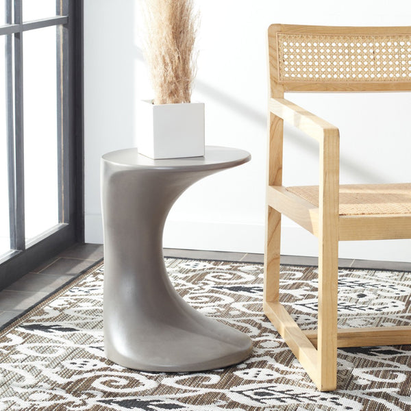 Safavieh KAVITA Concrete Accent Stool - Stylish Dark Grey Outdoor & Indoor Seating, Functional Art Piece VNN1035A