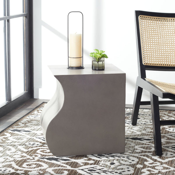 Safavieh MAZZA Concrete Accent Stool - Dark Grey Sculptural Design for Indoor & Outdoor Modern Spaces VNN1036A