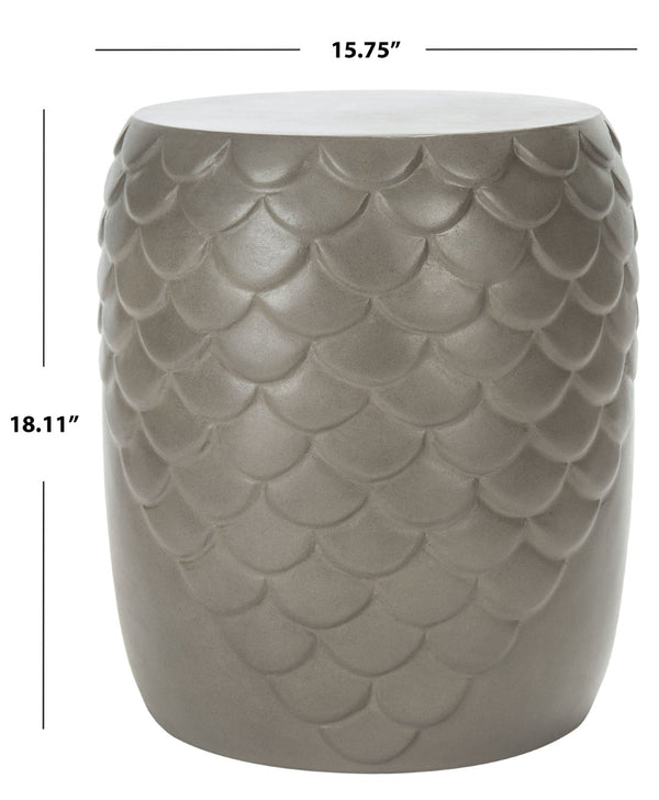 Safavieh JULYVIA Concrete Accent Stool – Stylish Outdoor Seating with Textured Design for Modern Spaces Dark Grey VNN1037A