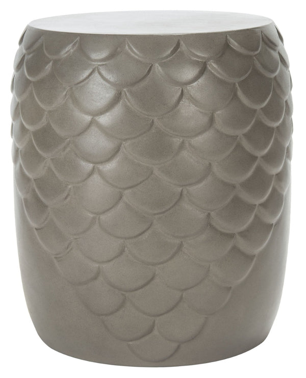 Safavieh JULYVIA Concrete Accent Stool – Stylish Outdoor Seating with Textured Design for Modern Spaces Dark Grey VNN1037A