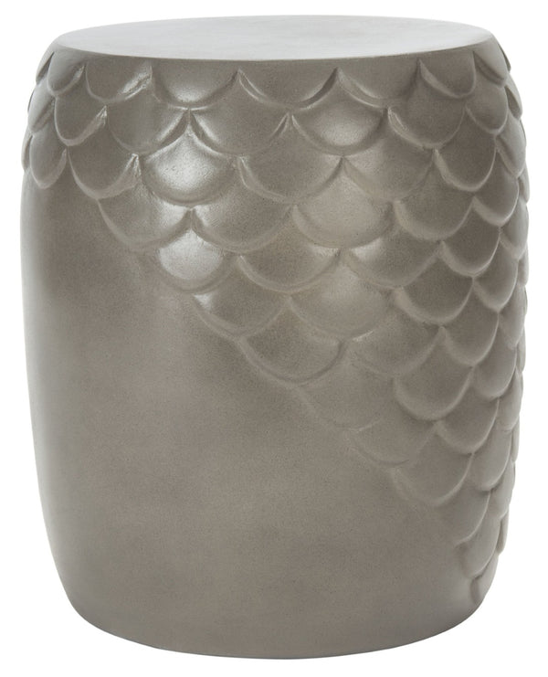 Safavieh JULYVIA Concrete Accent Stool – Stylish Outdoor Seating with Textured Design for Modern Spaces Dark Grey VNN1037A
