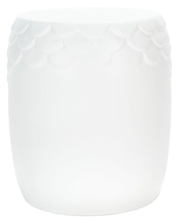 Safavieh JULYVIA Concrete Accent Stool – Stylish Outdoor Seating with Textured Design for Modern Spaces Ivory VNN1037B