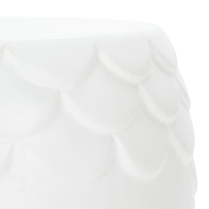 Safavieh JULYVIA Concrete Accent Stool – Stylish Outdoor Seating with Textured Design for Modern Spaces Ivory VNN1037B