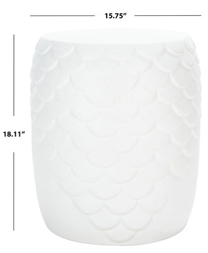 Safavieh JULYVIA Concrete Accent Stool – Stylish Outdoor Seating with Textured Design for Modern Spaces Ivory VNN1037B