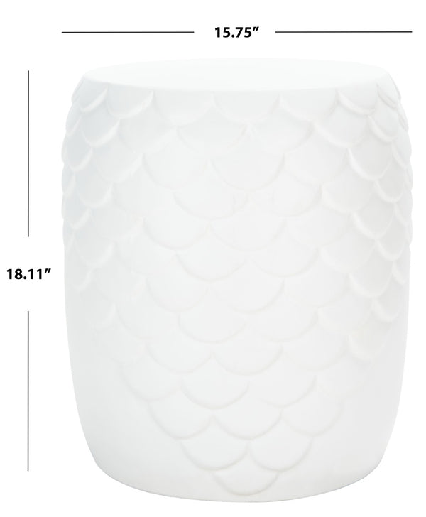 Safavieh JULYVIA Concrete Accent Stool – Stylish Outdoor Seating with Textured Design for Modern Spaces Ivory VNN1037B