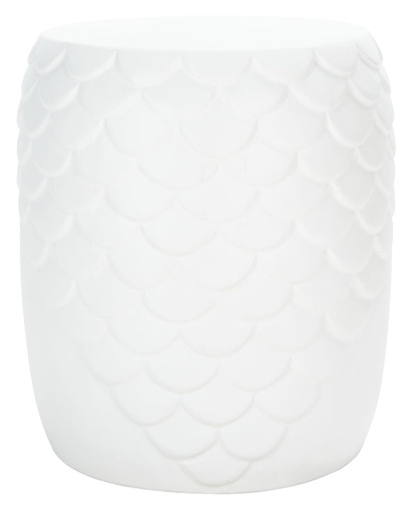 Safavieh JULYVIA Concrete Accent Stool – Stylish Outdoor Seating with Textured Design for Modern Spaces Ivory VNN1037B