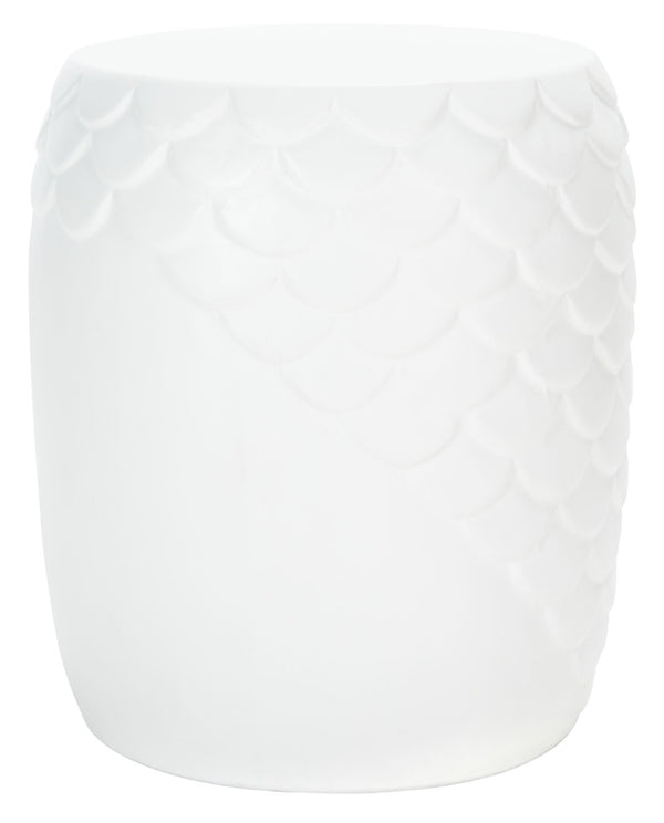 Safavieh JULYVIA Concrete Accent Stool – Stylish Outdoor Seating with Textured Design for Modern Spaces Ivory VNN1037B