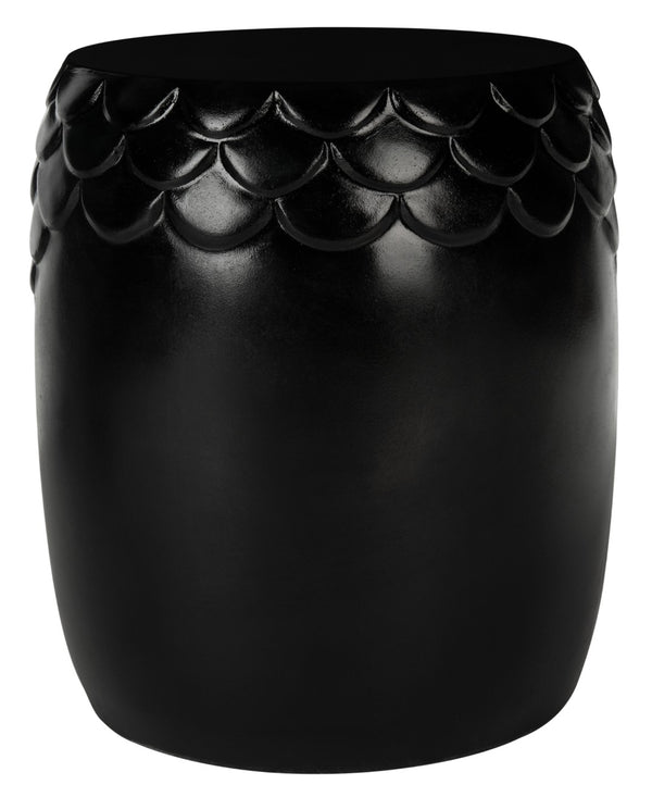 Safavieh JULYVIA Concrete Accent Stool – Stylish Outdoor Seating with Textured Design for Modern Spaces Black VNN1037C