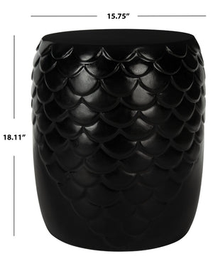 Safavieh JULYVIA Concrete Accent Stool – Stylish Outdoor Seating with Textured Design for Modern Spaces Black VNN1037C